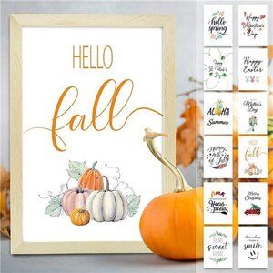 Farmhouse Wall Decor Signs with 12 Interchangeable Sayings and Plexiglas